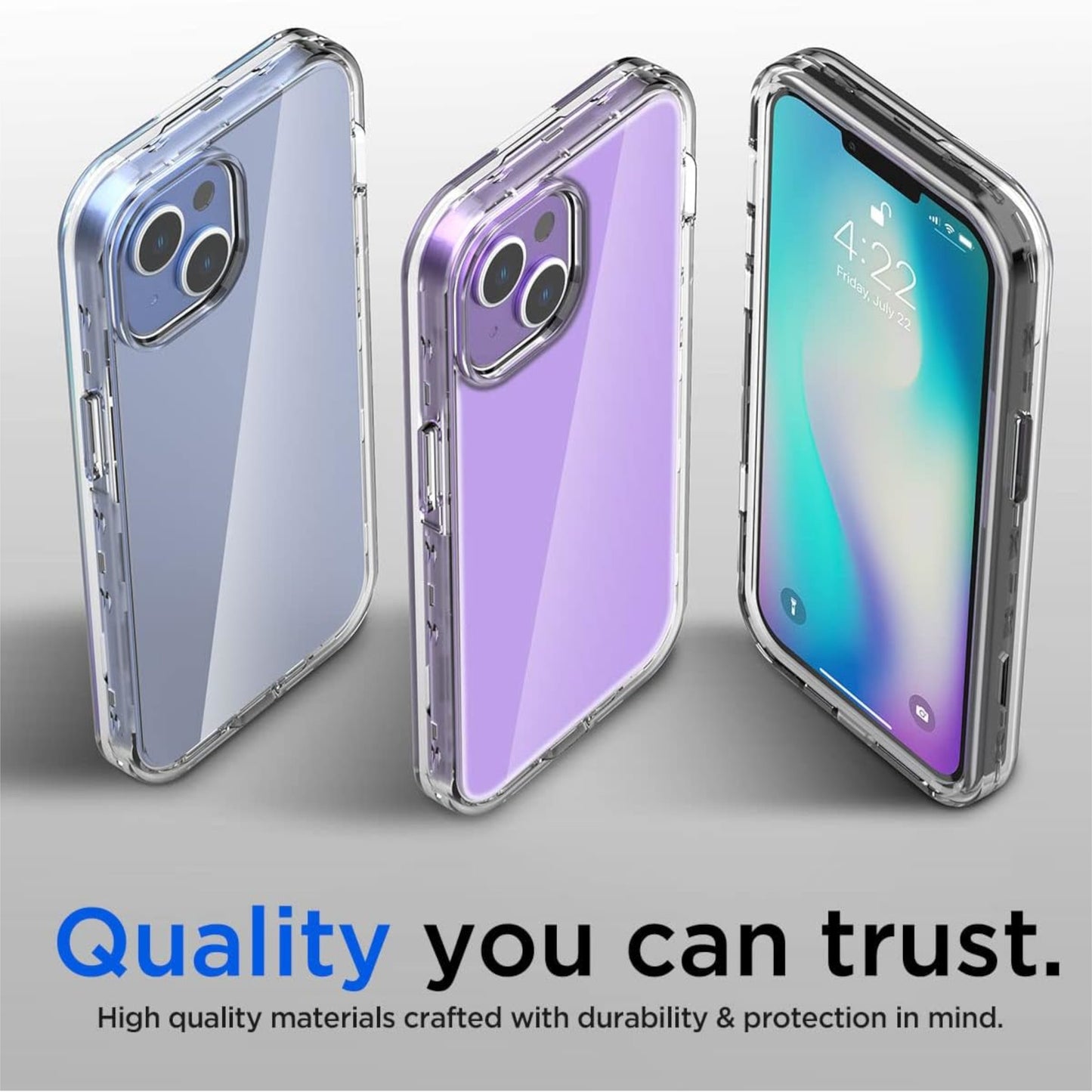 For Apple iPhone 15 (6.1") Hybrid Transparent 3in1 Corner Tough Durable Detachable Shockproof Frame Hard PC + TPU Slim  Phone Case Cover