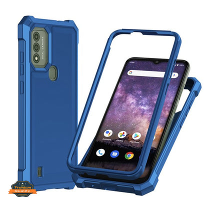 For Cricket Debut S3 Hybrid 2in1 Front Bumper Frame Cover Square Edge Shockproof Soft TPU + Hard PC Anti-Slip Heavy Duty Case Cover