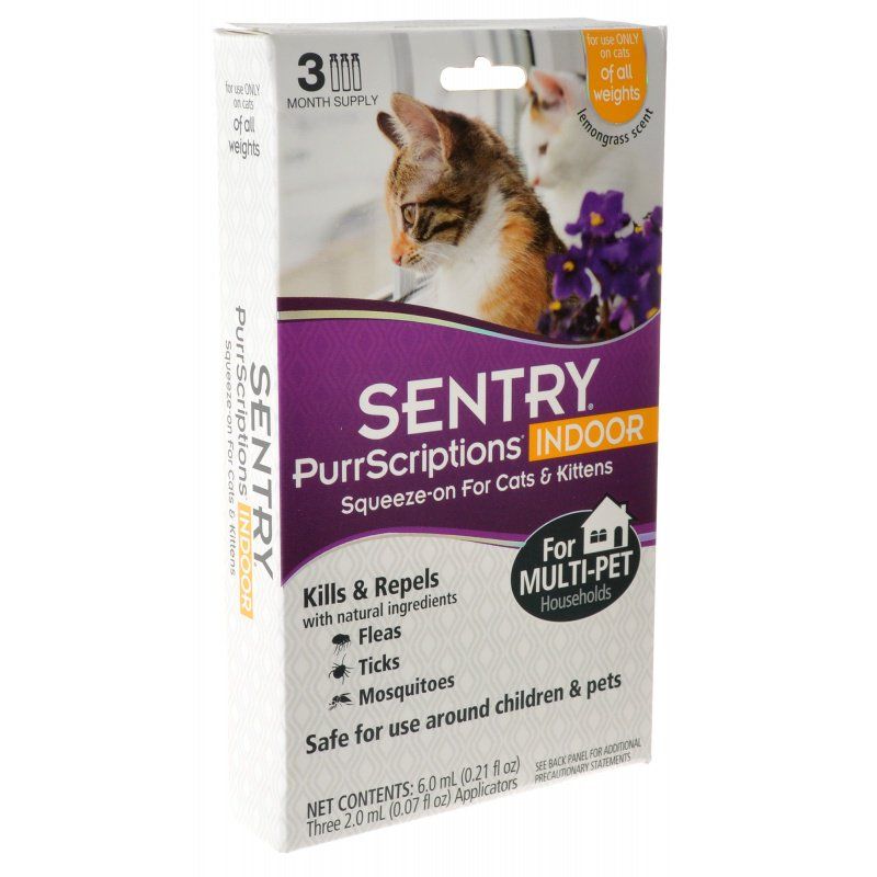 Sentry PurrScriptions Indoor Squeeze-On for Cats & Kittens [Flea & Tick Drops for Cat] 3 Count