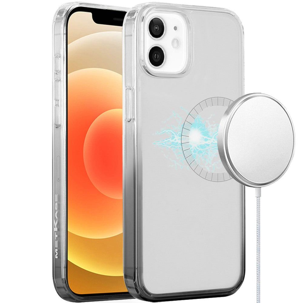 For Apple iPhone 12 / 12 Pro Transparent Two Tone Gradiant Magnetic Space [Compatible with Magsafe] Hybrid Shockproof Protective Case Cover