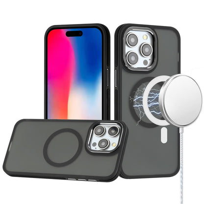 For Apple iPhone 11 Pro Max Frosted Translucent Hybrid with Magnetic Circle MagSafe Compatible, Military Grade Shockproof Slim Case Cover Black