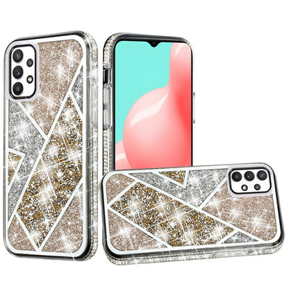 For Apple iPhone 16 Pro Max (6.9") Cute Fancy Glitter Bling Diamond Rhinestone Sparkly Bumper Fashion Shiny Hybrid Rugged TPU Case Cover Gold