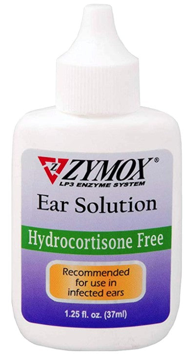 Zymox Enzymatic Ear Solution Hydrocortisone Free for Dogs and Cats [Dog Supplies] 1.25 oz