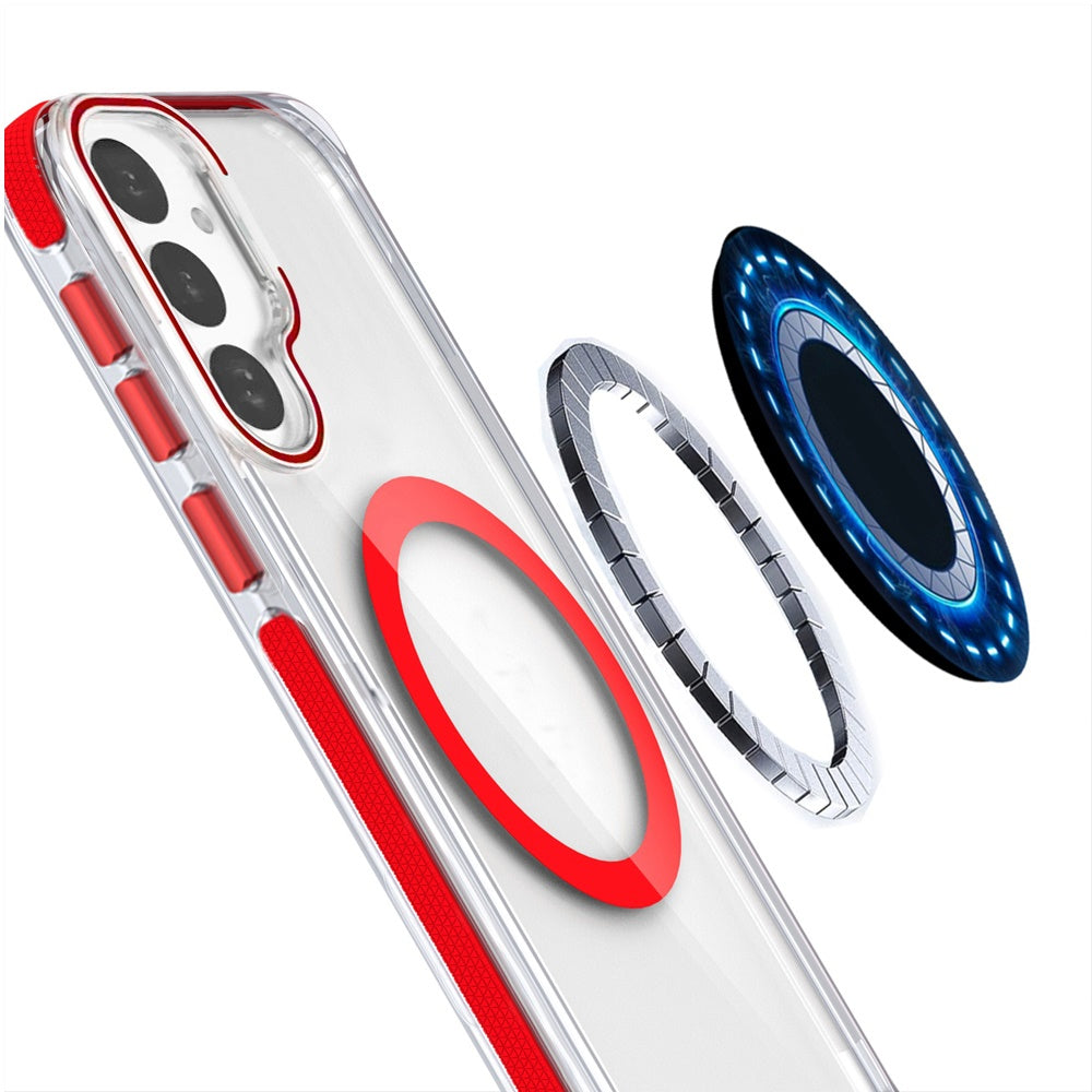 For Samsung Galaxy S24 FE /Fan Edition Hybrid Clear Invisible Camera Bracket Stand [With Magsafe Magnetic Circle] Color Frame Case Cover