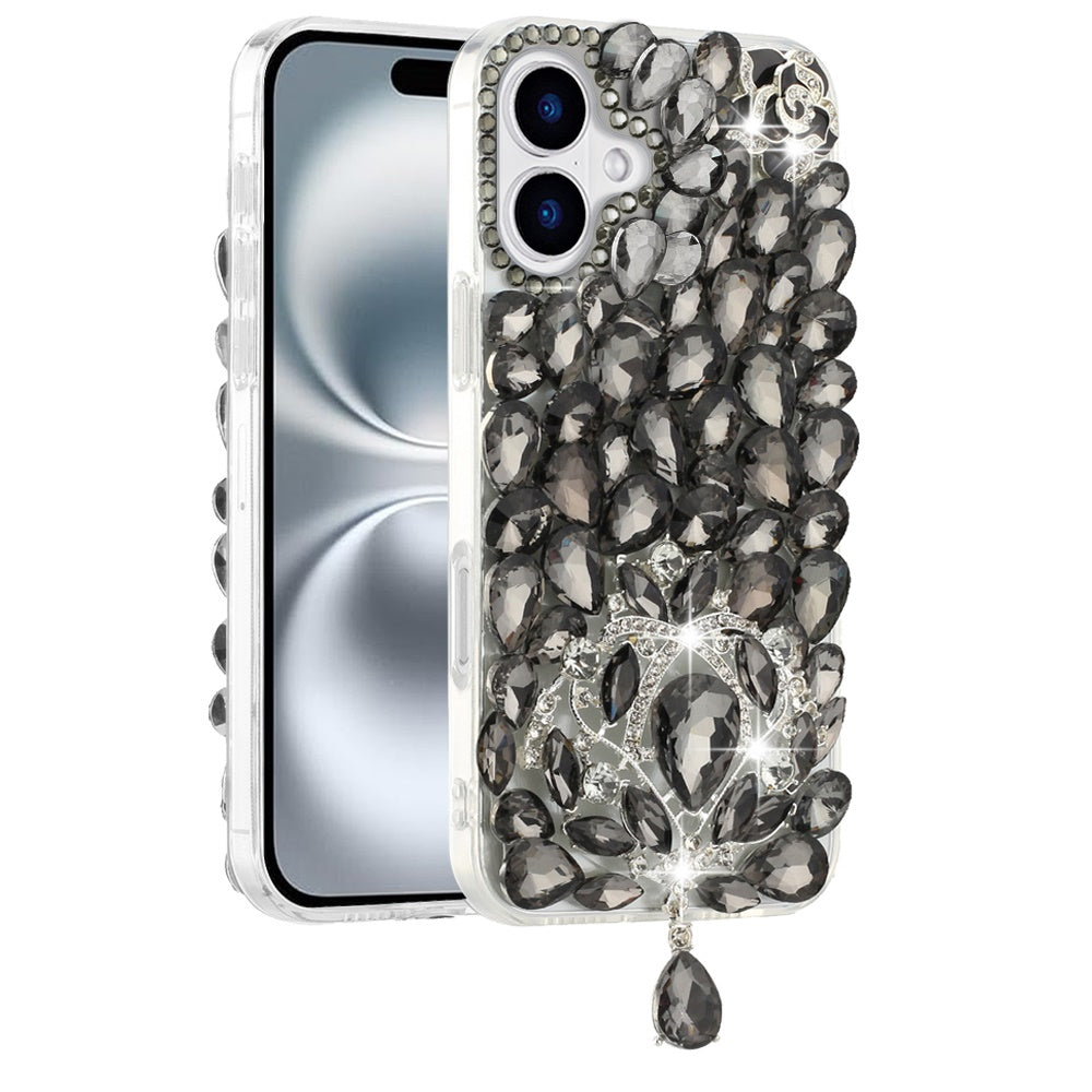 For Apple iPhone 12 / 12 Pro Bling Crystal 3D Full Diamonds Jewelry Luxury Sparkle Rhinestone Glitter Hybrid Protective Case Cover