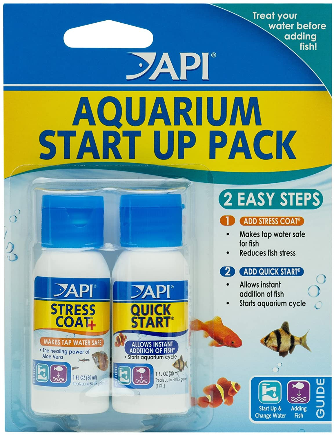 API Aquarium Start Up Pack Stress Coat + and Quick Start [Aquarium Supplies] 6 oz (6 x 1 oz)