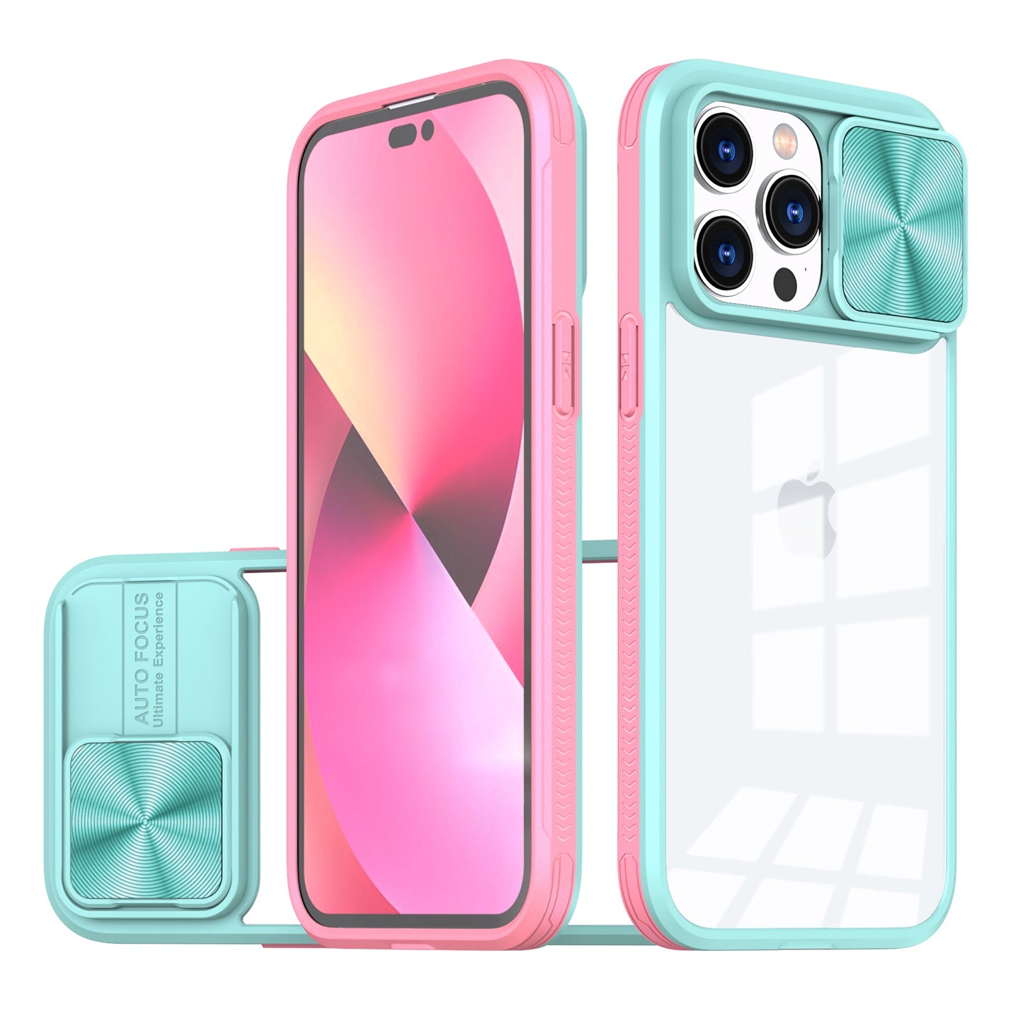 For Samsung Galaxy S24 FE /Fan Edition Hybrid Cases with Sliding Camera Cover Transparent Shockproof Bumper TPU Protective Case Cover Teal / Pink