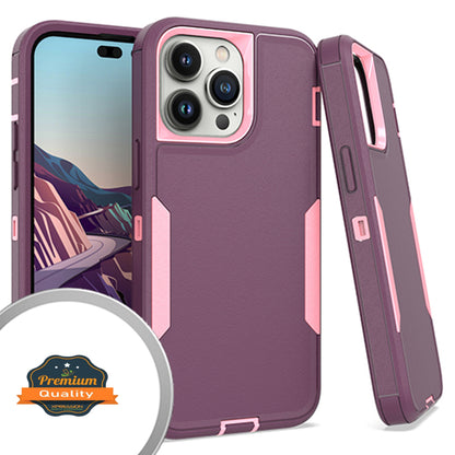 For Apple iPhone 15 (6.1") Hybrid Shockproof Silicone Rubber TPU + Hard PC Heavy Duty Three Layer Body Protection  Phone Case Cover