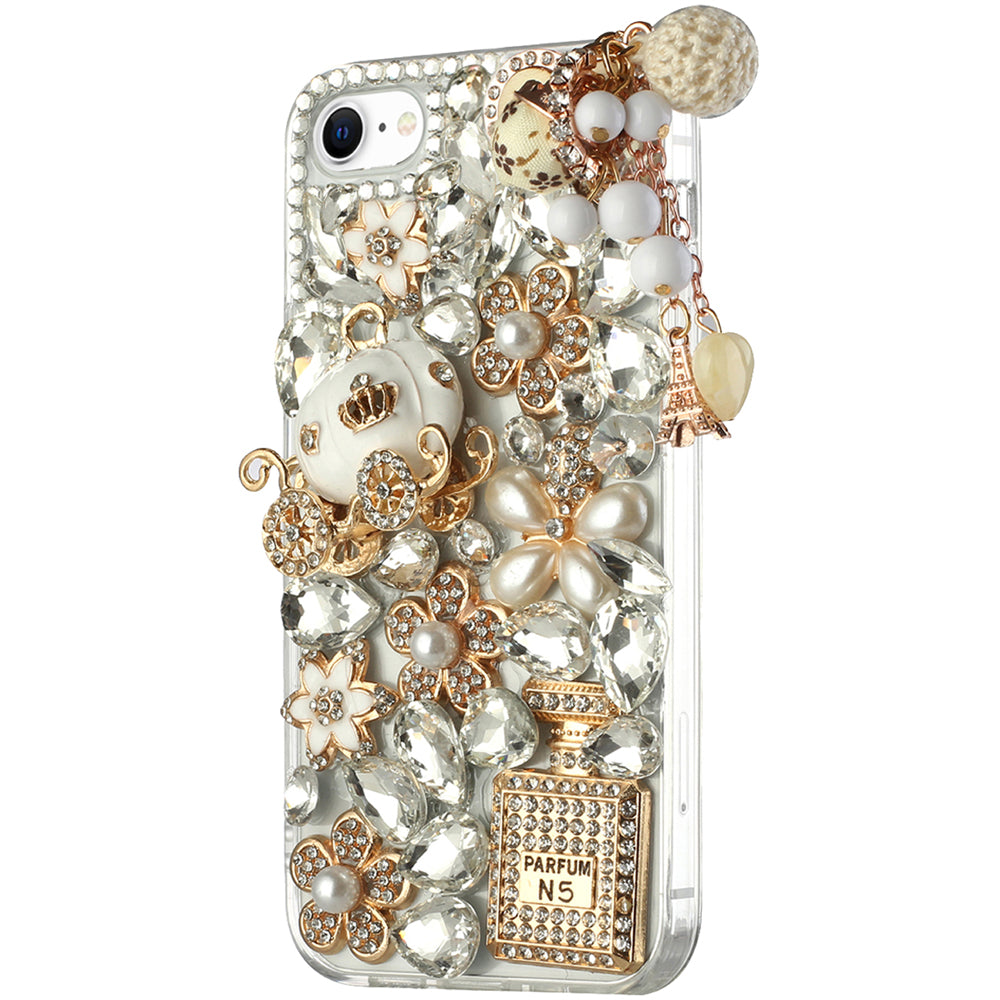 For Apple iPhone 16 (6.1") Bling Crystal 3D Full Diamonds Luxury Sparkle Rhinestone Hybrid Protective Case Cover