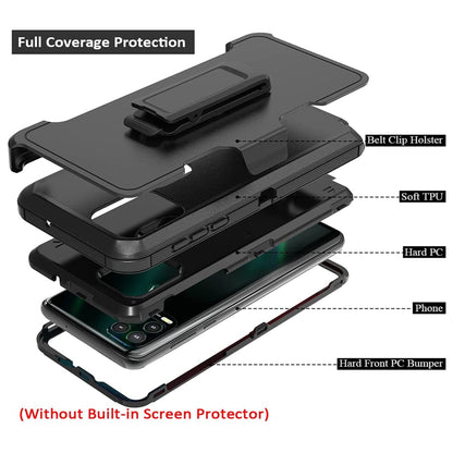 For Apple iPhone 15 Plus (6.7") Heavy Duty Rugged Shockproof Body Protection Hybrid Kickstand Swivel Belt Clip Holster Black Phone Case Cover