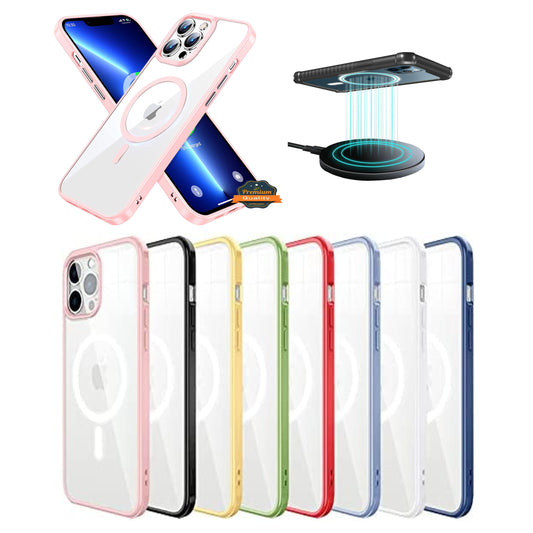 For Apple iPhone 16 (6.1") Hybrid Clear Transparent Colors Edge Bumper with Magsafe Compatible, Ultra Slim Hard PC Case Cover