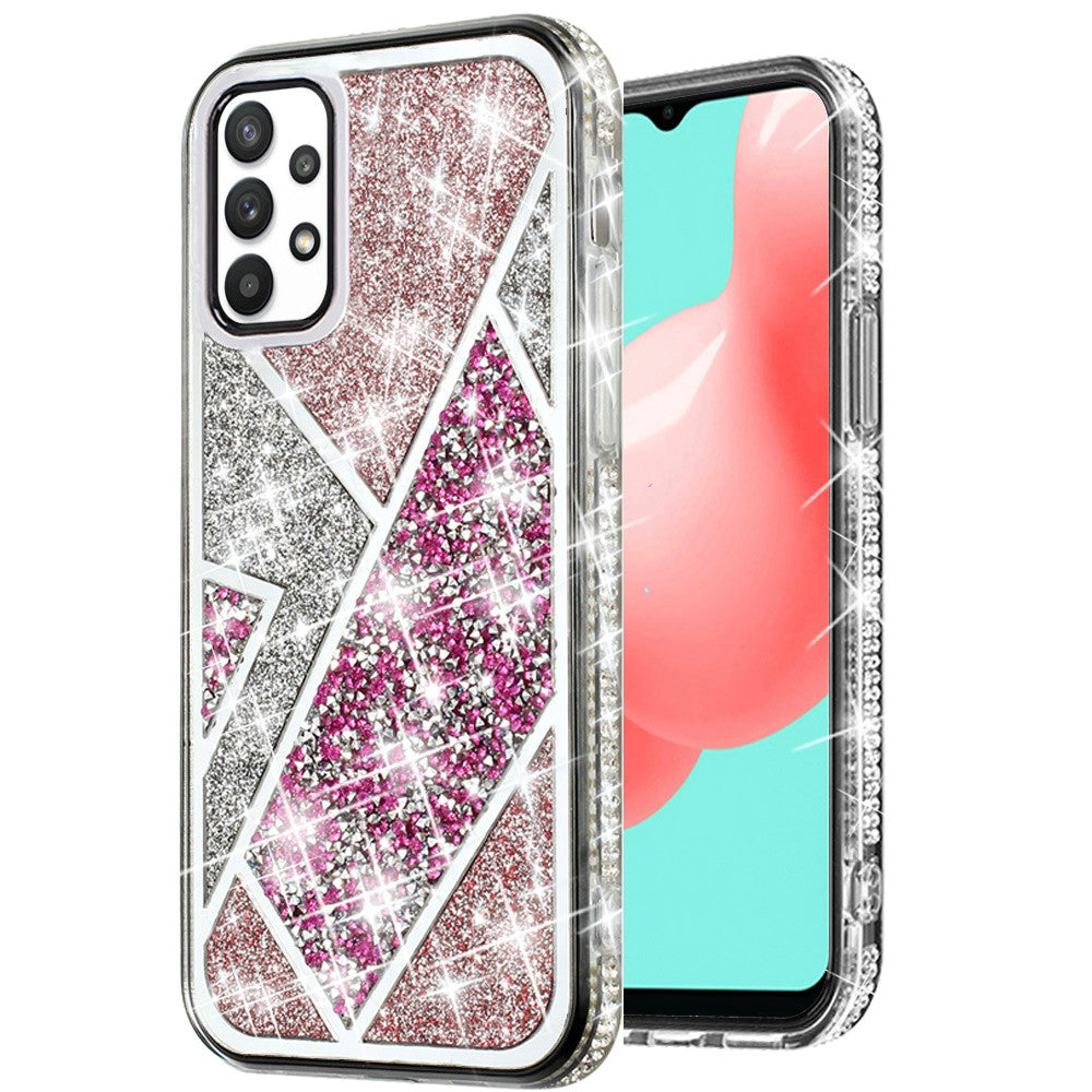 For Apple iPhone 16 Pro Max (6.9") Cute Fancy Glitter Bling Diamond Rhinestone Sparkly Bumper Fashion Shiny Hybrid Rugged TPU Case Cover Rose Pink