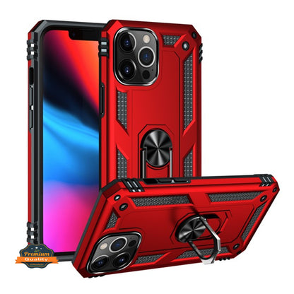 For Apple iPhone 16 Plus (6.7") Shockproof Hybrid Dual Layer PC + TPU with Ring Stand Metal Kickstand Heavy Duty Armor Case Cover