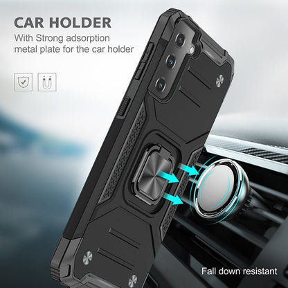 For Samsung Galaxy A06 Armor Hybrid with Ring Holder Kickstand Shockproof Heavy-Duty Durable Rugged TPU Dual Layer Case Cover