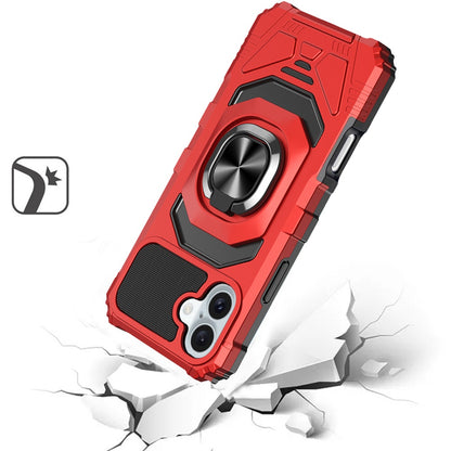 For Apple iPhone 16 Plus (6.7") Hybrid Dual Layer with Rotate Magnetic Ring Stand Holder Kickstand, Rugged Shockproof Case Cover