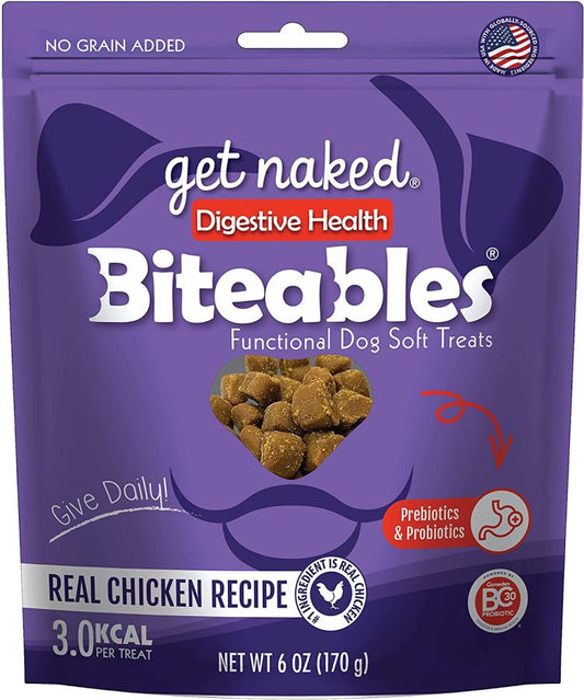 Get Naked Digestive Health Soft Dog Treats - Chicken Flavor [Treats Packaged for Dog] 5 oz