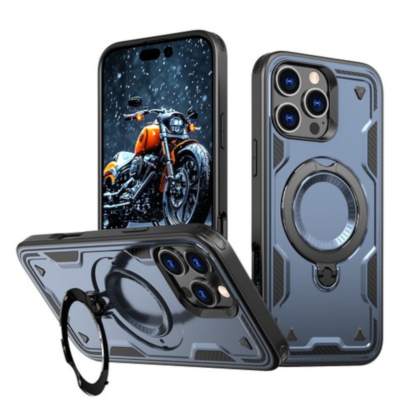 For Apple iPhone 16 Pro (6.3") Ring Holder Case, Military-Grade Shockproof Protective Cover with Magnetic Kickstand [Compatible with Magsafe] Case Cover