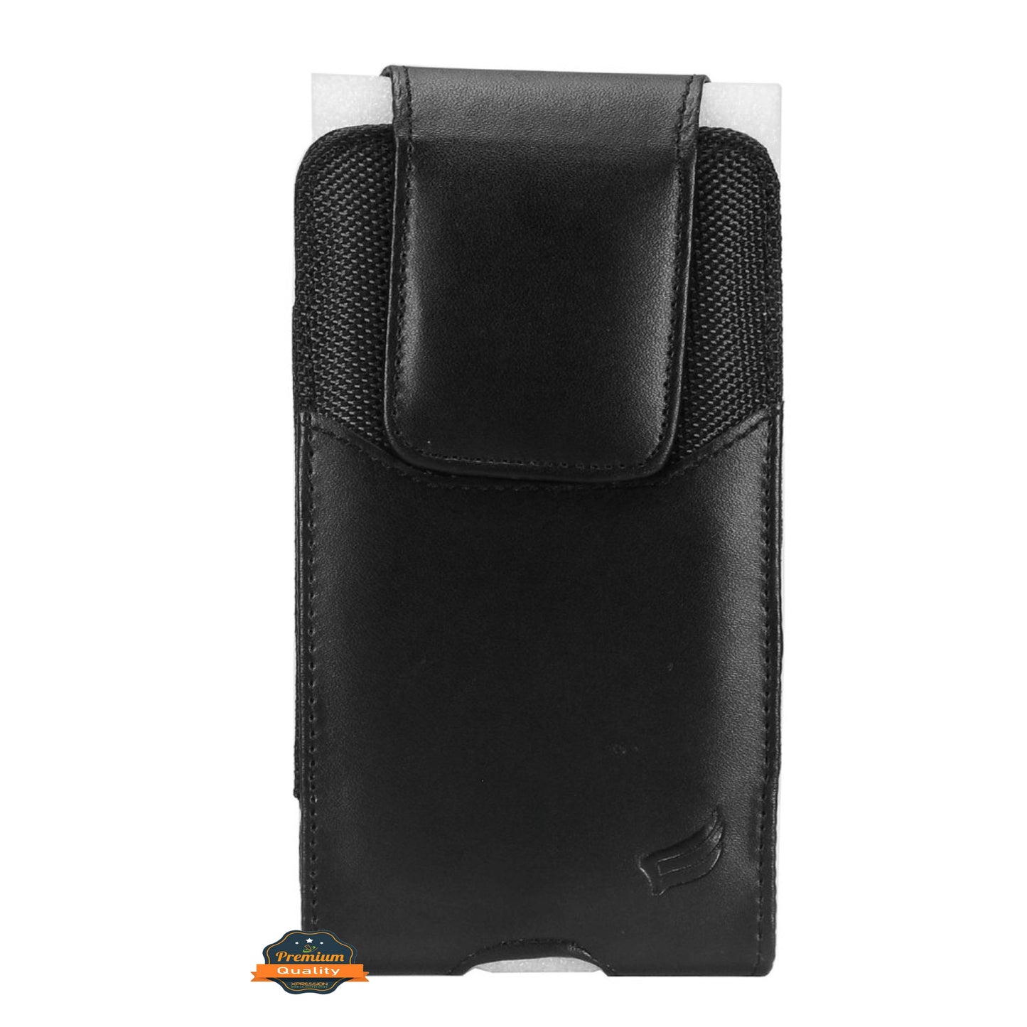 For Apple iPhone 16 Plus (6.7") Vertical PU Leather Cell Phone Carrying Case Pouch with Belt Clip Holster Universal Phone Holder Waist Pouch [Black]