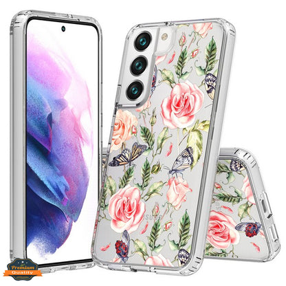 For Samsung Galaxy S24 FE /Fan Edition Floral Patterns Design Transparent TPU Silicone Shock Absorption Bumper Hard Back Case Cover