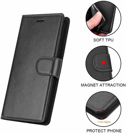 For Samsung Galaxy A16 5G Wallet PU Leather Pouch with Credit Card Slots Money Pocket, Stand & Strap Flip Bookstyle Case Cover Black