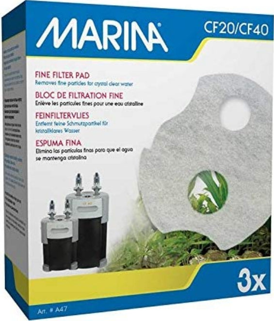 Marina Canister Filter Replacement Fine Filter Pad for CF20/CF40 [Aquarium Supplies] 3 count