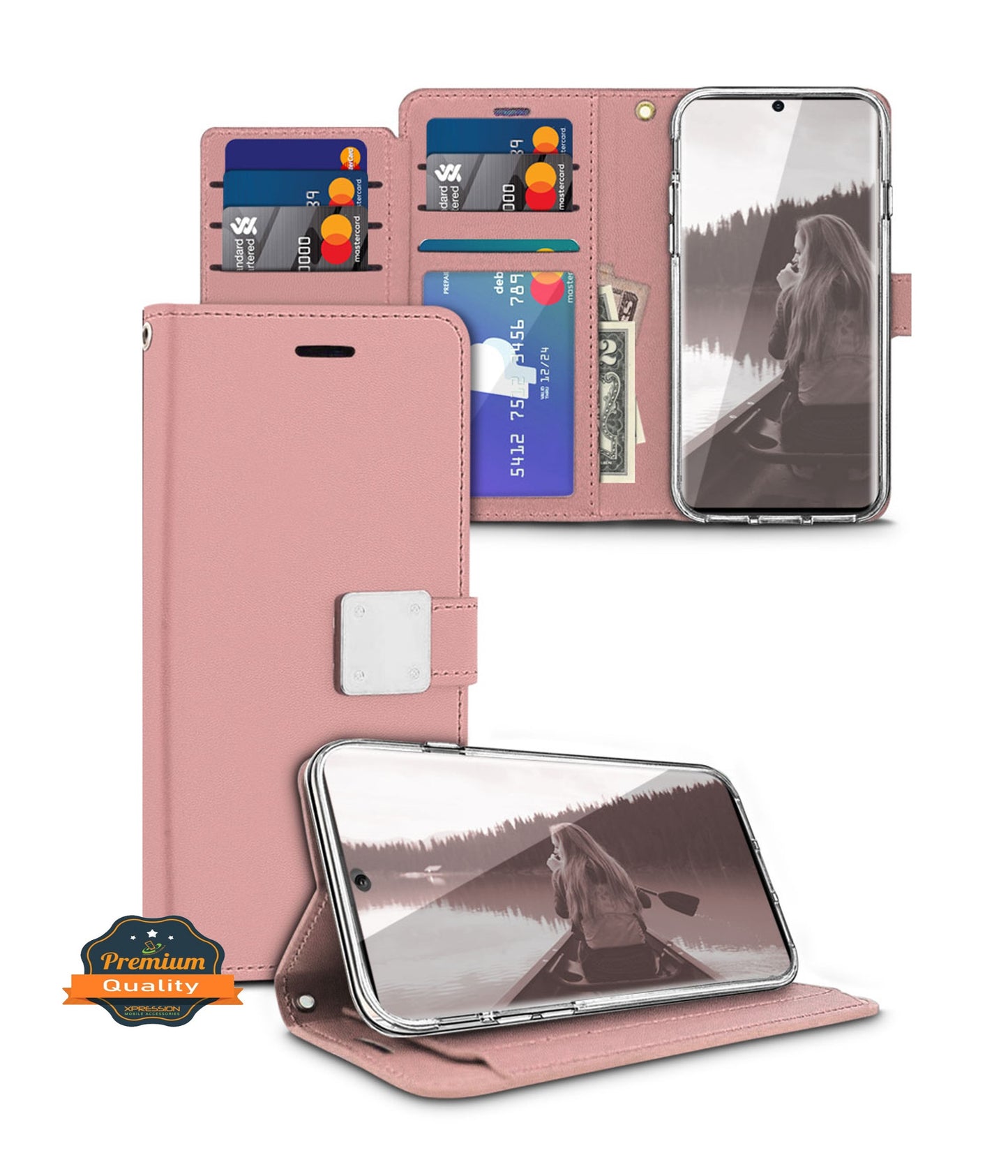 For Apple iPhone 15 Plus (6.7") PU leather Wallet 6 Card Slots folio with Wrist Strap & Kickstand Pouch Flip Shockproof  Phone Case Cover