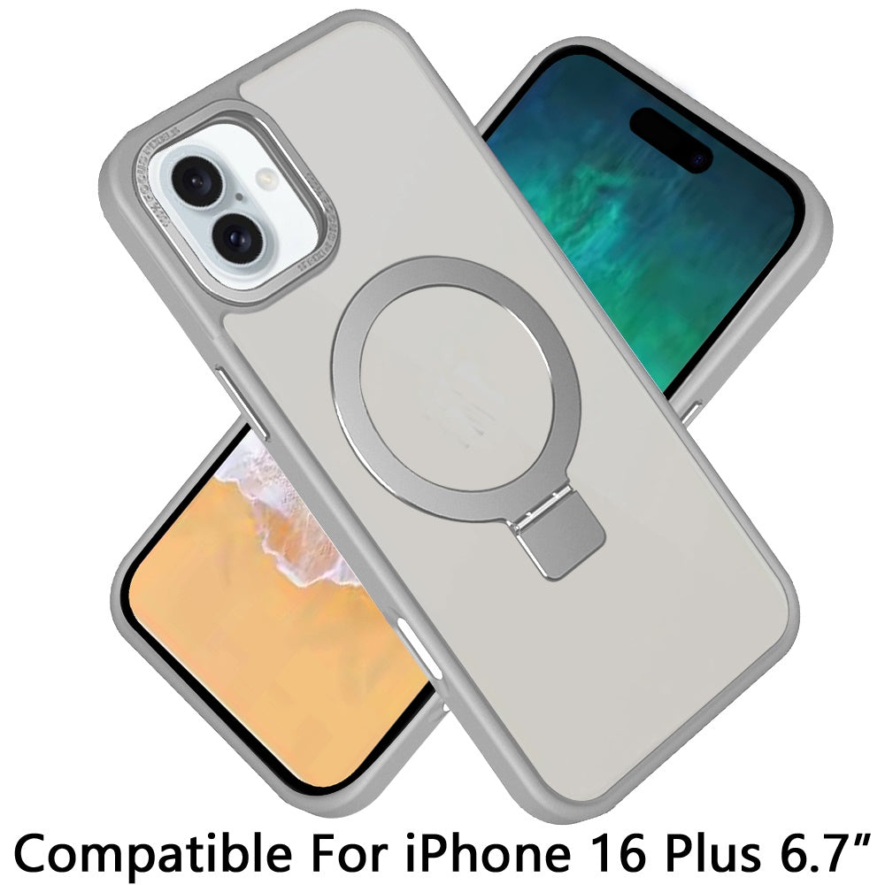 For Apple iPhone 16 Pro Max (6.9") Magnetic Metal Matte Built-in Compatible with MagSafe Stand Hybrid Shock Armor TPU Case Cover