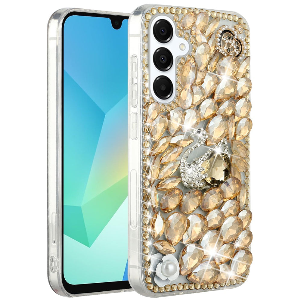 For Samsung Galaxy A16 5G Bling Crystal 3D Full Diamonds Luxury Sparkle Rhinestone Hybrid Protective Case Cover