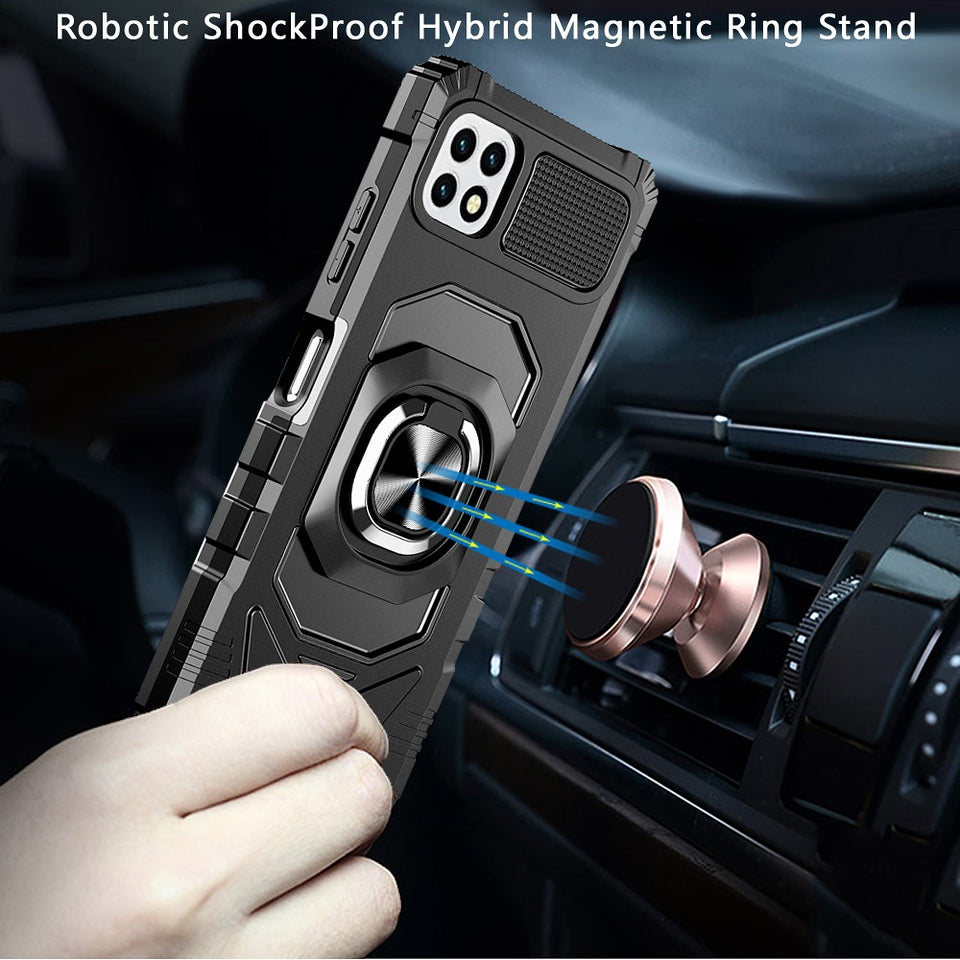 For Samsung Galaxy S24 FE /Fan Edition Hybrid Dual Layer with Rotate Magnetic Ring Stand Holder Kickstand, Rugged Shockproof Case Cover