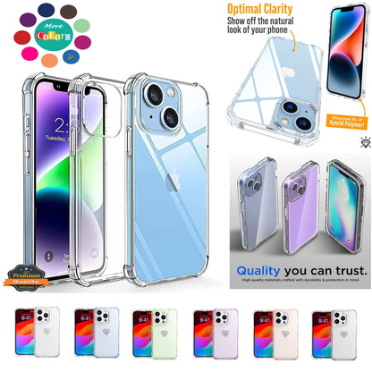 For Apple iPhone 15 (6.1") Hybrid Transparent 3in1 Corner Tough Durable Detachable Shockproof Frame Hard PC + TPU Slim  Phone Case Cover