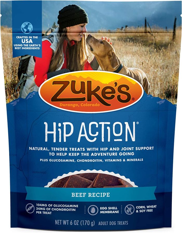 Zukes Hip Action Hip & Joint Supplement Dog Treat - Roasted Beef Recipe [Nutritional Supplements for Dog] 6 oz