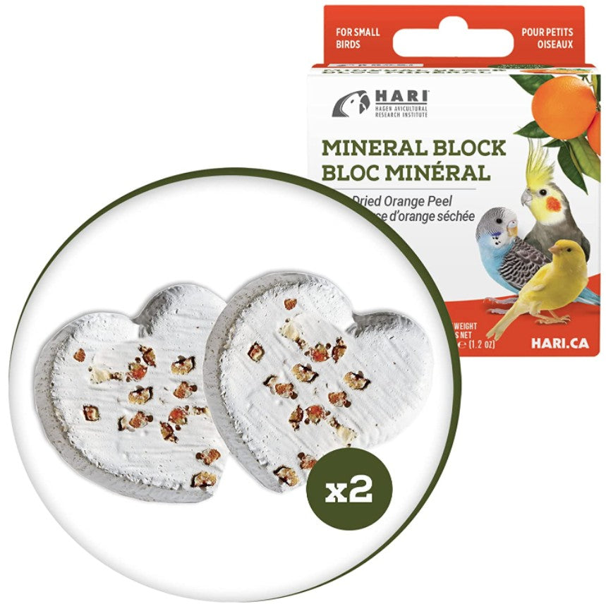 HARI Orange Peel Mineral Block for Small Birds [Bird Supplies] 1.2 oz