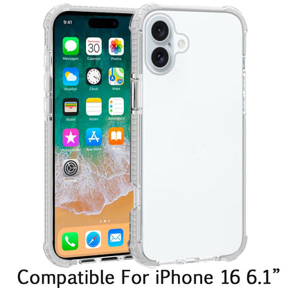 Apple iPhone 16 (6.1") Hybrid Transparent Acrylic Rubber Gummy Gel Hard PC Silicone TPU Color Bumper Frame