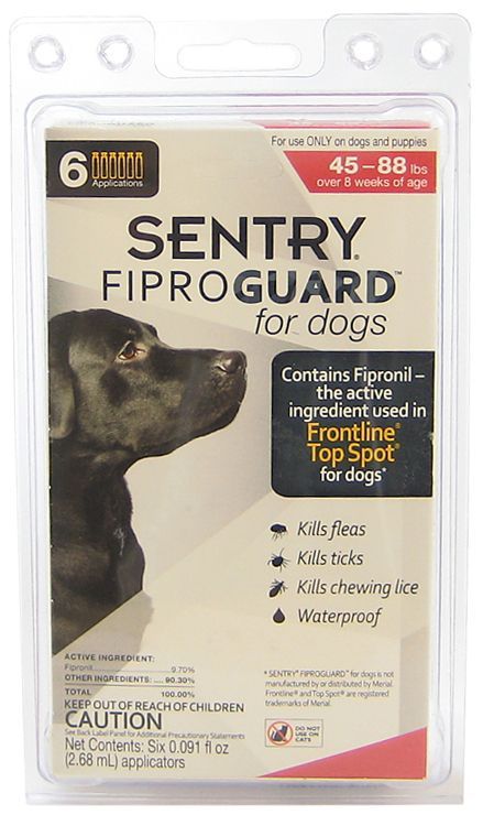 Sentry FiproGuard for Dogs [Flea & Tick Dips for Dog] Dogs 45-88 lbs (6 Doses)