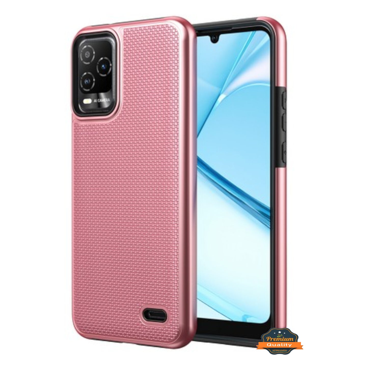 For Cricket Outlast 5G 2024 Dual Layer Slim & Tough Hybrid Shockproof Heavy Duty TPU Matte with Textured Rugged Shell Protection Case Cover