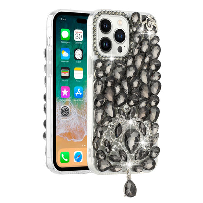 For Apple iPhone 16 Pro Max (6.9") Bling Crystal 3D Full Diamonds Jewelry Luxury Sparkle Rhinestone Glitter Hybrid Protective Case Cover