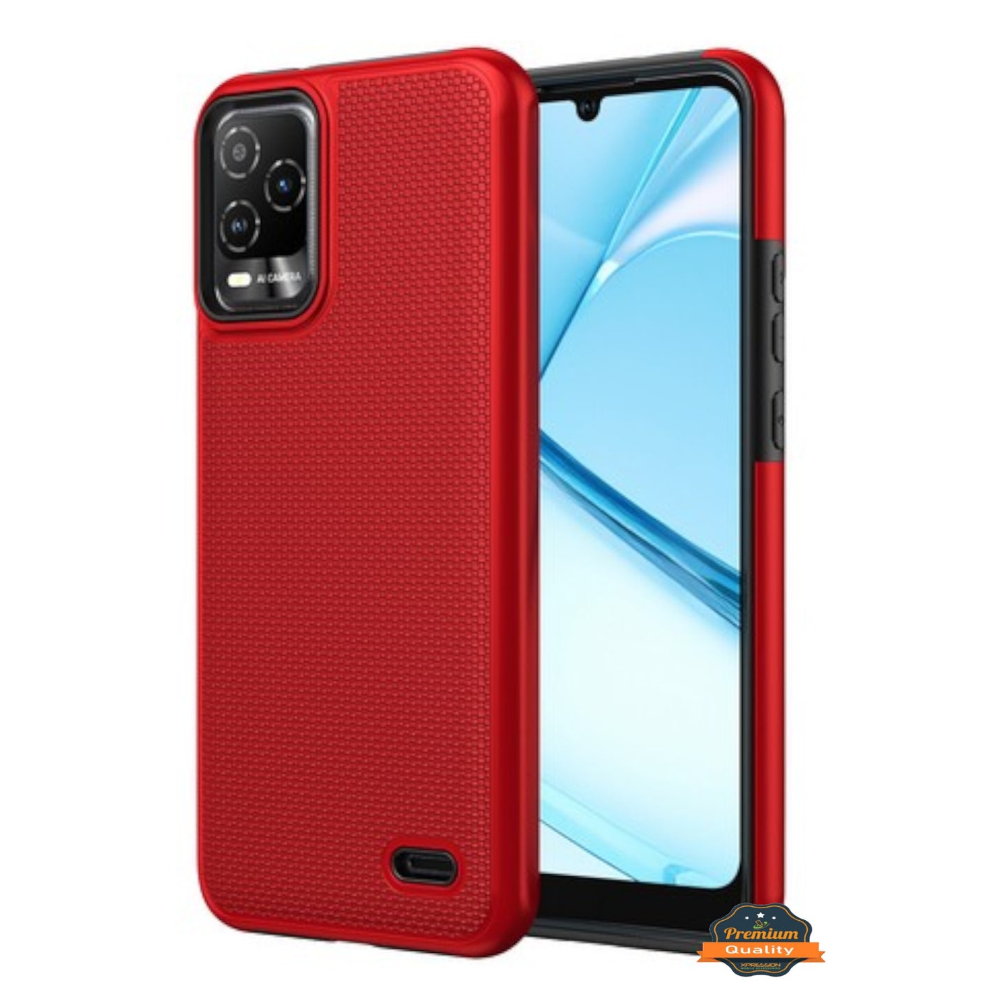 For TCL K24 /TCL K23 Dual Layer Slim & Tough Hybrid Shockproof Heavy Duty Rubber TPU Matte with Textured Rugged Shell Protection Case Cover