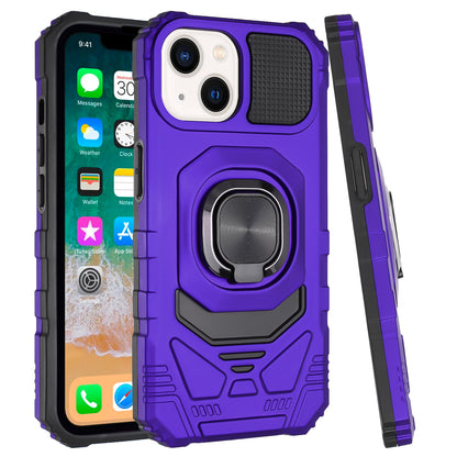 For Apple iPhone 16 Plus (6.7") Hybrid Dual Layer with Rotate Magnetic Ring Stand Holder Kickstand, Rugged Shockproof Case Cover