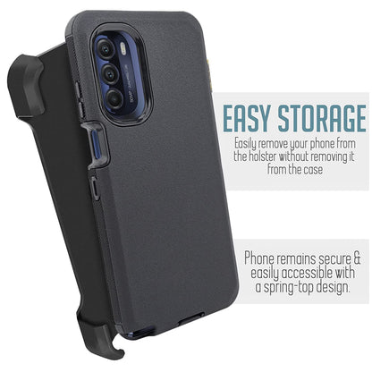 For Apple iPhone 15 Plus (6.7") Heavy Duty Rugged Shockproof Body Protection Hybrid Kickstand Swivel Belt Clip Holster Black Phone Case Cover