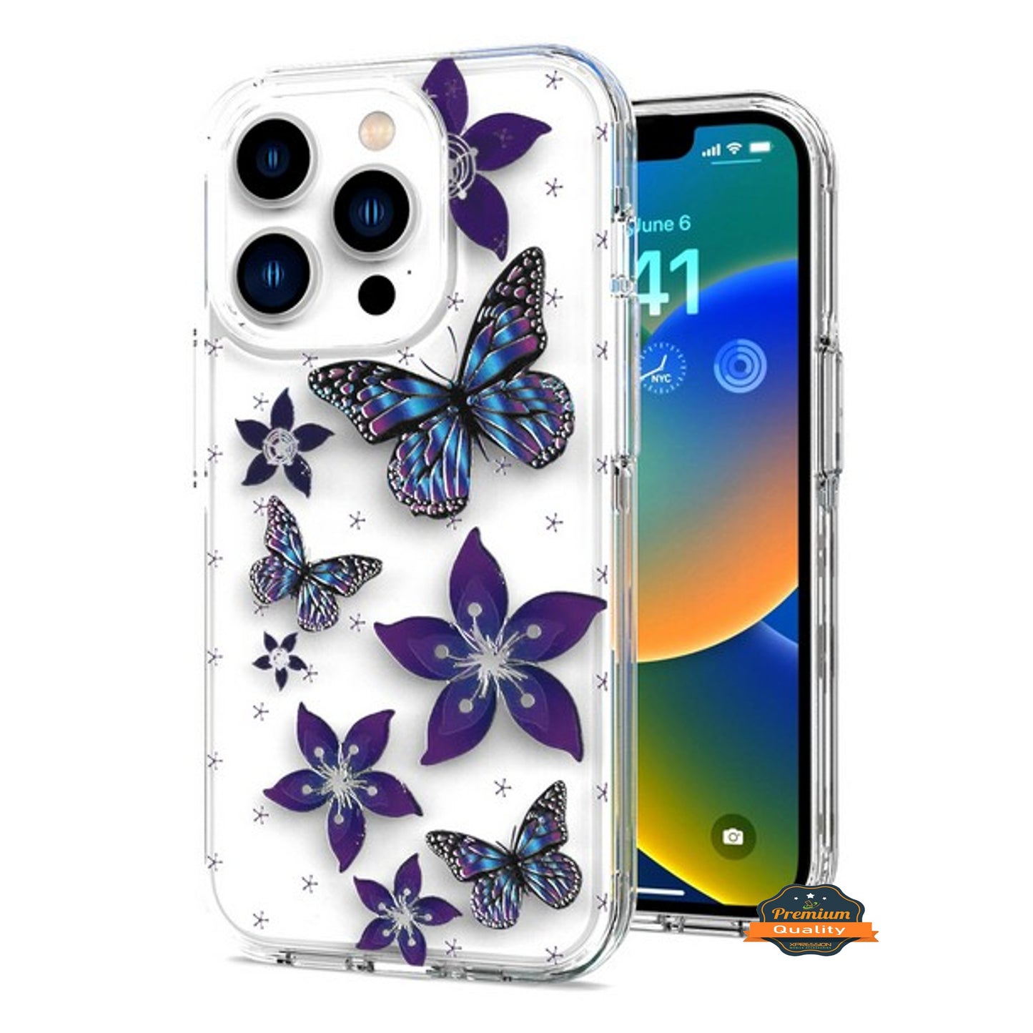 For Apple iPhone 15 Pro Max (6.7") Hybrid Trendy Image Patterns Design Transparent Hard Shockproof TPU Rubber  Phone Case Cover