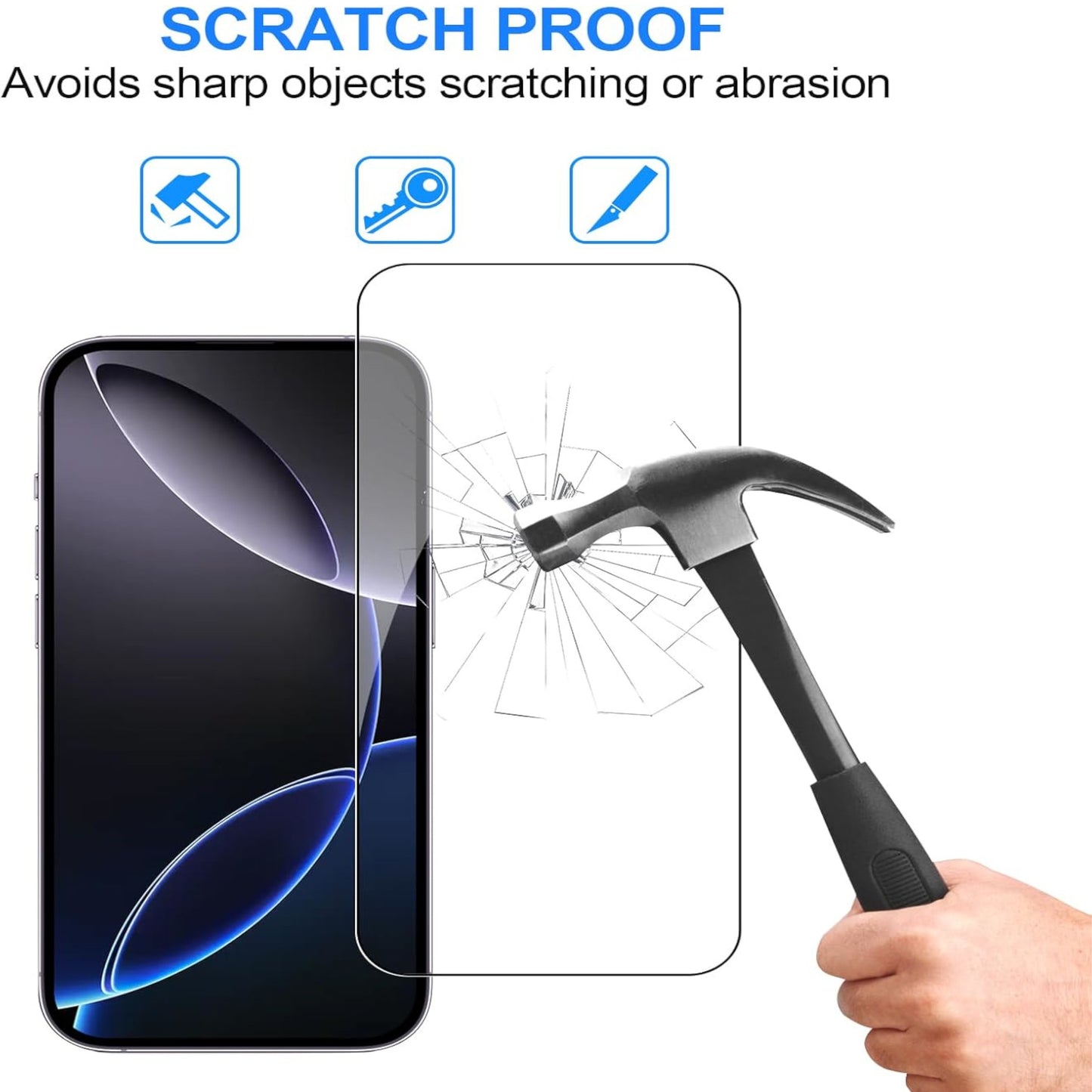 For Apple iPhone 16 (6.1") Anti-Fingerprint Tempered Glass Screen Protector 9H Hardness, HD, Bubble-Free Protector Clear