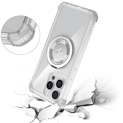 For Apple iPhone 16 Pro Max (6.9") Magnetic [Compatible with Magsafe] with 360° Rotatable Ring Holder Invisible Stand Transparent Case Cover