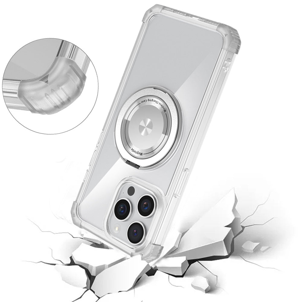 For Samsung Galaxy S23 Ultra Shield Magnetic [Compatible with Magsafe] with 360° Rotatable Ring Holder Invisible Stand Transparent Case Cover