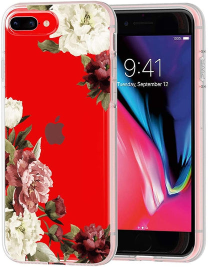 For Apple iPhone 15 Pro Max (6.7") Floral Patterns Design Clear TPU Silicone Shock Absorption Bumper Hard Back  Phone Case Cover