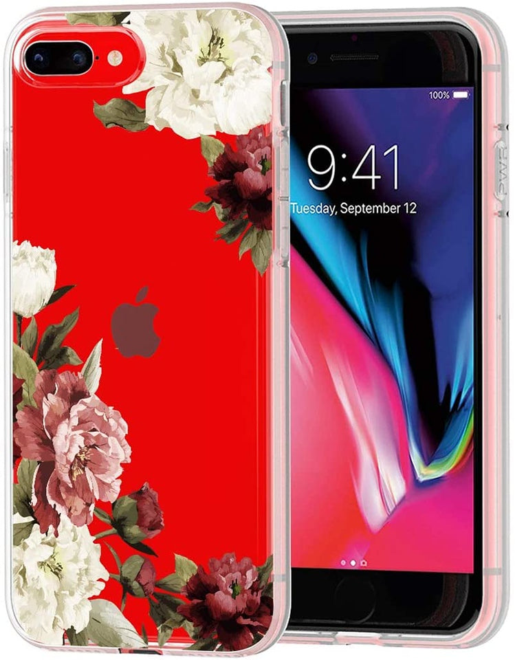 For Apple iPhone 16 Plus (6.7") Floral Patterns Design Clear TPU Silicone Shock Absorption Bumper Slim Hard Back Case Cover