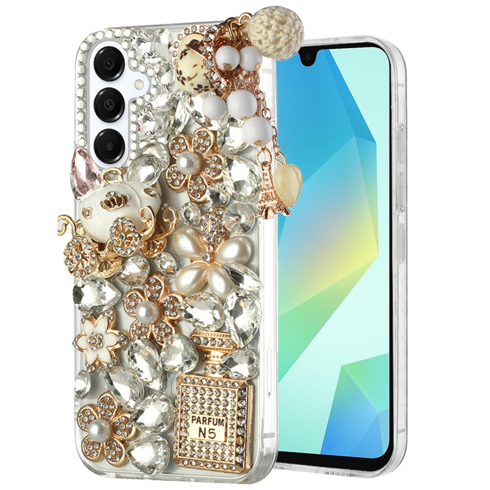 For Samsung Galaxy A16 5G Bling Crystal 3D Full Diamonds Luxury Sparkle Rhinestone Hybrid Protective Case Cover