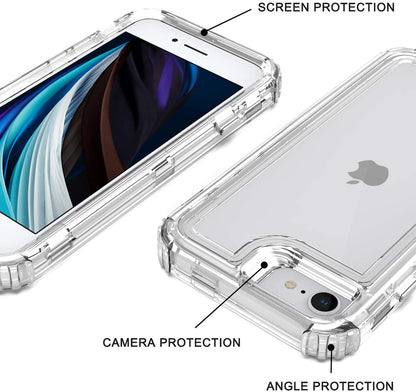 For Apple iPhone 15 (6.1") Heavy Duty Transparent Clear 3 in 1 Hybrid Shockproof Full Edge Hard PC Front Frame Bumper Clear Phone Case Cover