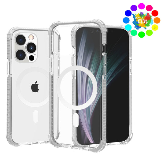 For Apple iPhone 16 Plus (6.7") Hybrid Acrylic Transparent Hard PC + TPU Color Frame Bumper Compatible with MagSafe Case Cover