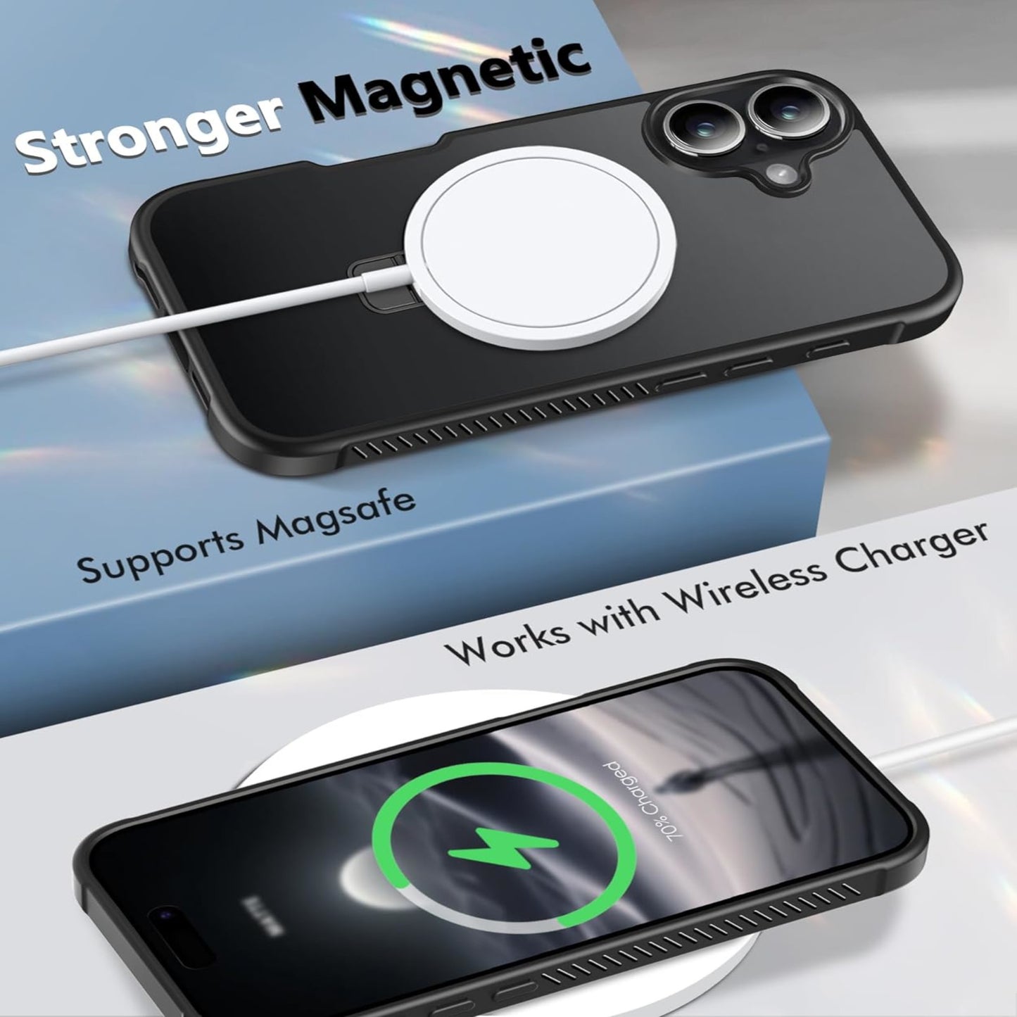 For Apple iPhone 16 Pro (6.3") Ring Holder Case, Military-Grade Shockproof Protective Cover with Magnetic Kickstand [Compatible with Magsafe] Case Cover