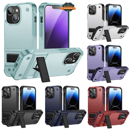 For Apple iPhone 15 Plus (6.7") Heavy Duty with Kickstand Stand Hybrid Sturdy Military Armor Durable Shockproof Bumper  Phone Case Cover